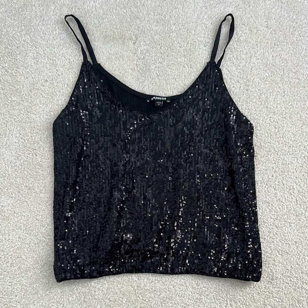 Express Black Sequins Tank Top